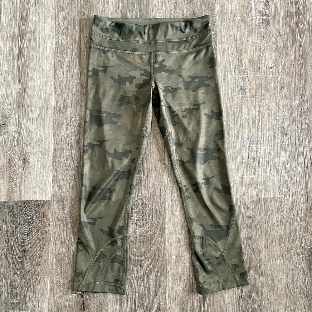 Lululemon Run Inspire Crop Tights Green Camouflage - Size: 4